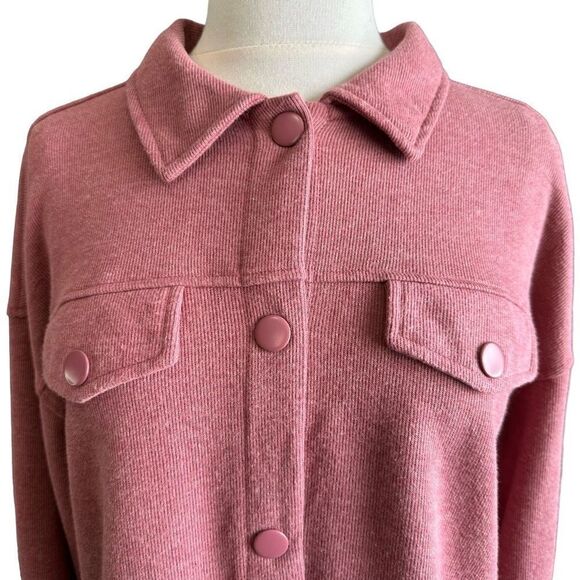 NWTHippie Rose Washed Berry Ribbed Knit Long-sleeve Collared Top - Picture 2 of 7